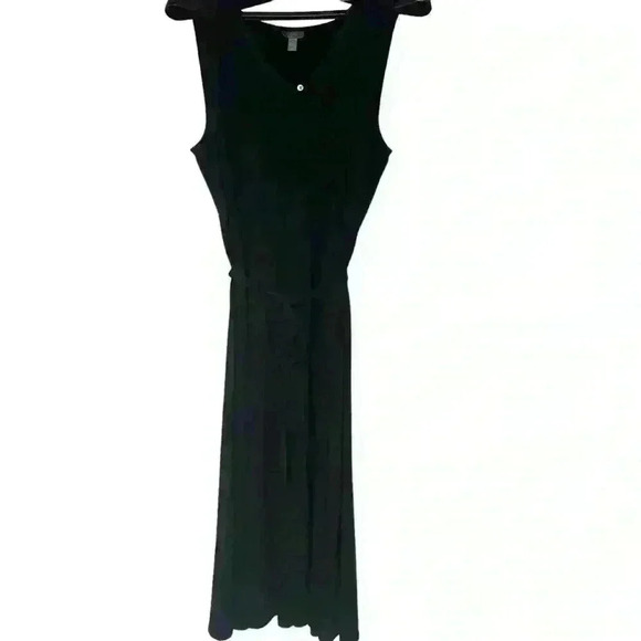 J Jill Midi Sleeveless V Neck Tie Waist Size L. Black. Casual Spring - Picture 2 of 10